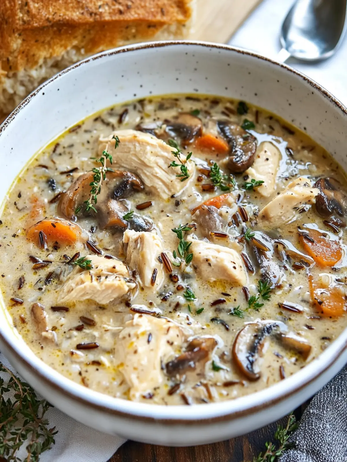 Creamy Mushroom Chicken and Wild Rice Soup