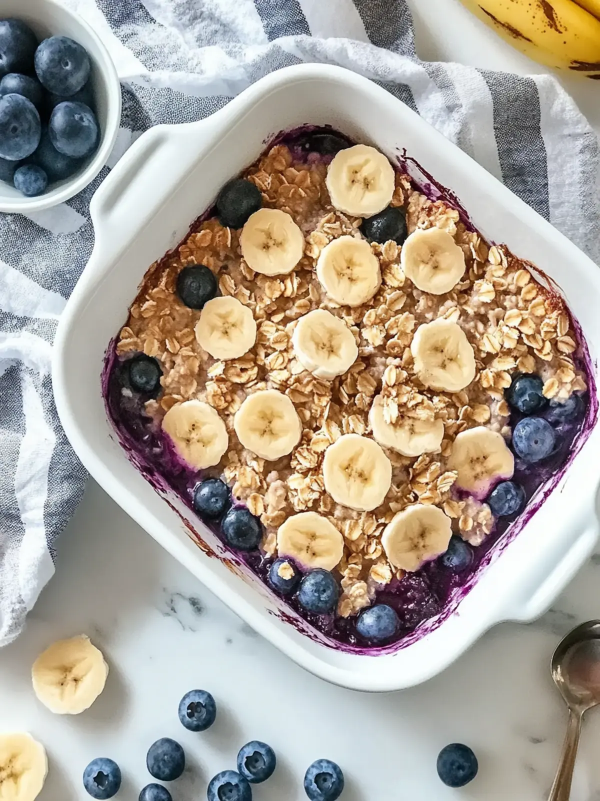 Heart Healthy Oatmeal Blueberry Casserole with Bananas