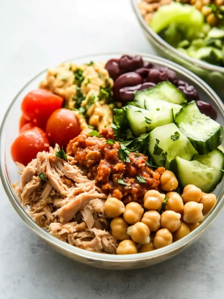 High Protein Tuna Chickpea Meal Prep Lunch Bowls