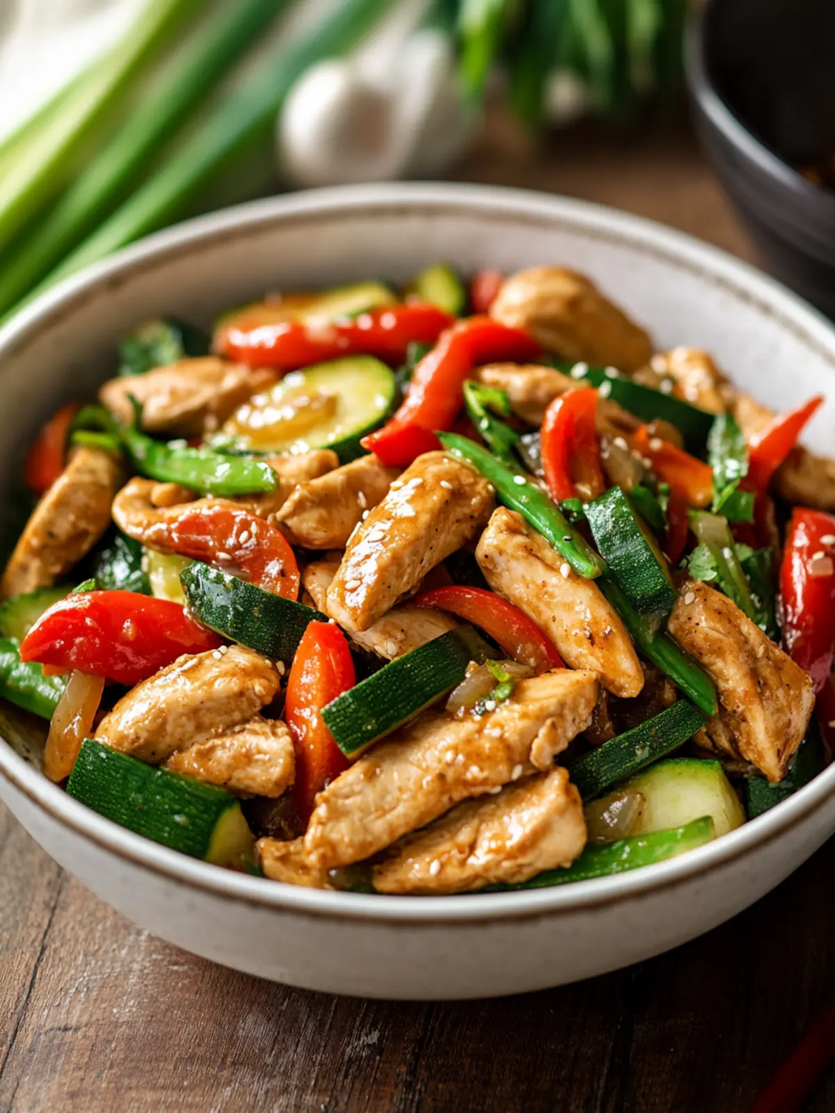 Diabetics Dinner Chicken Stir Fry with Mixed Vegetables