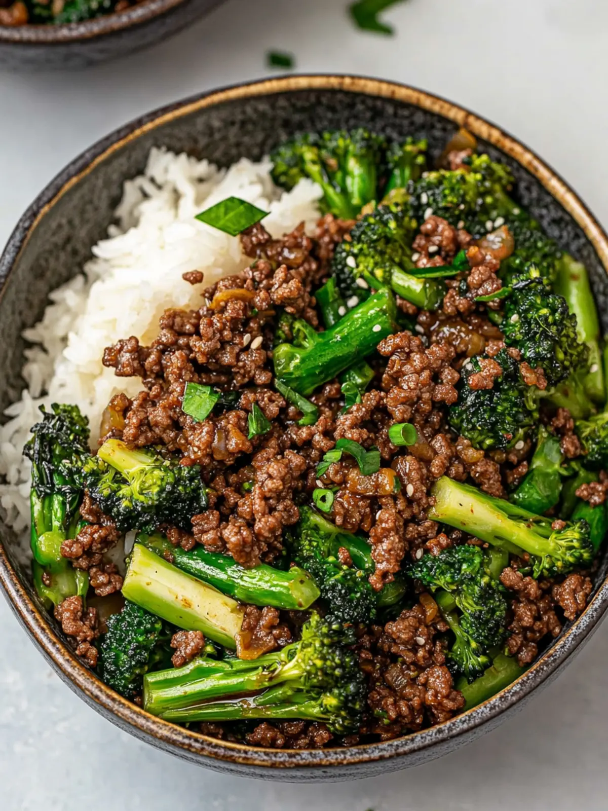 High Protien Crispy Ground Beef and Baby Broccoli Power Bowls