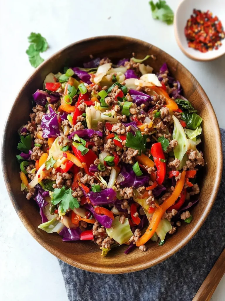 High Protein Healthy Ground Beef Cabbage Stir-Fry