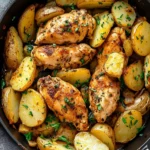 High Protein Garlic Chicken and Potatoes Skillet