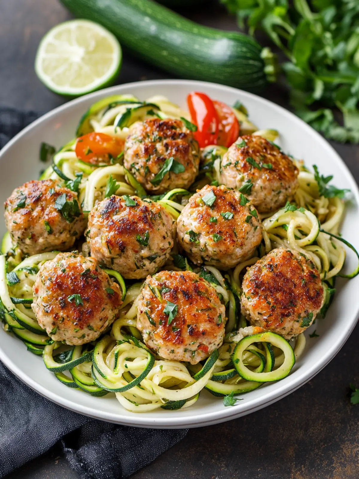 cardiac diet Turkey-Chicken Meatballs with Zucchini Noodles