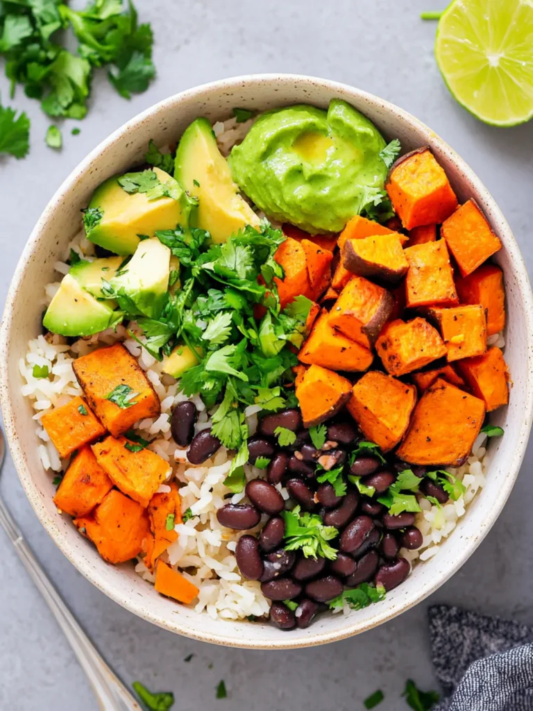 High Protein Sweet Potato Black Bean Rice Bowl