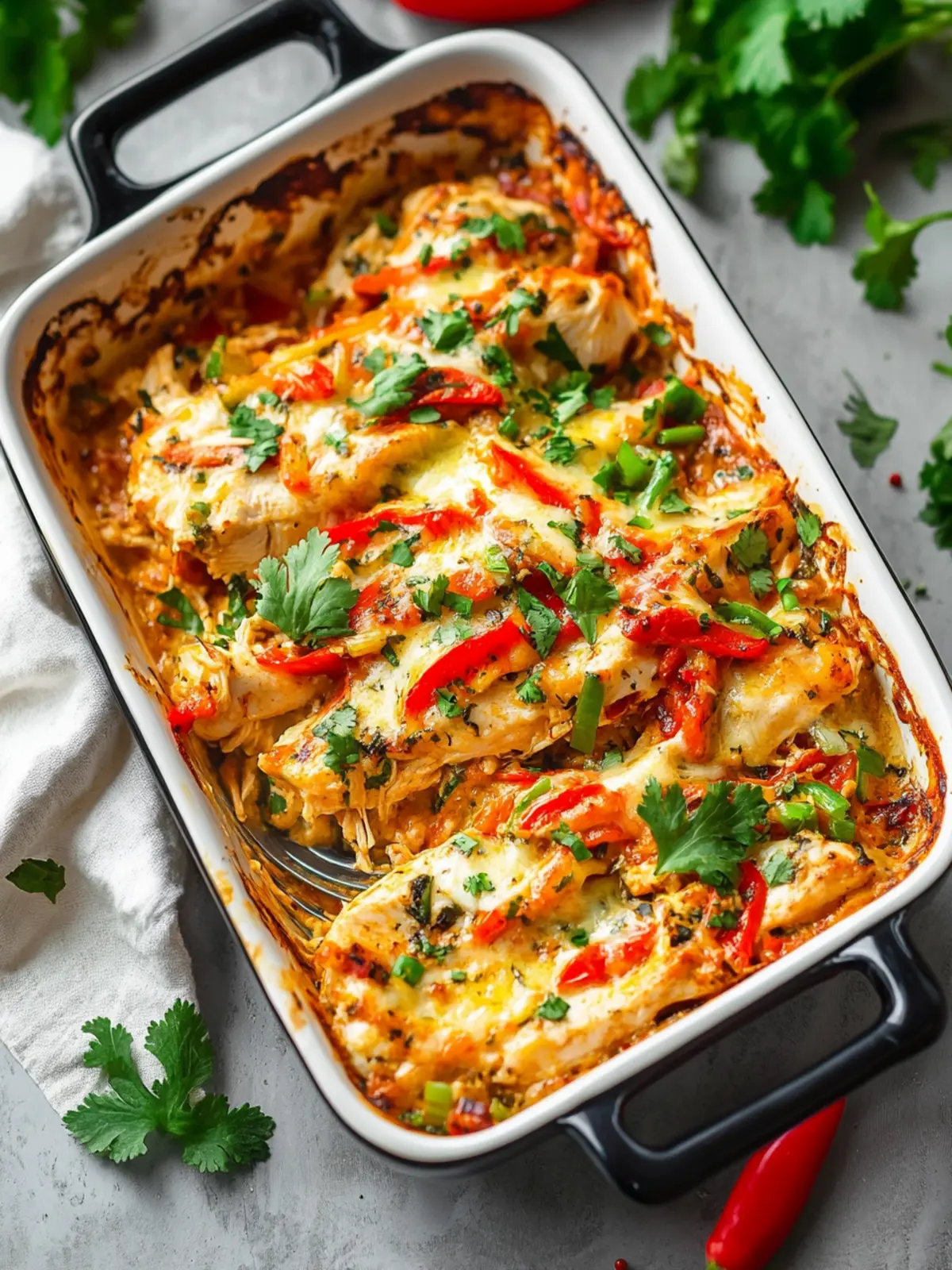 High protein Fajita Chicken Casserole