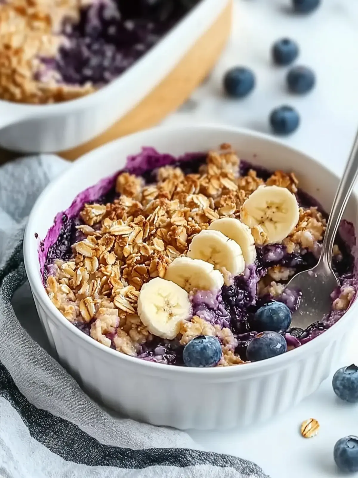 Heart Healthy Oatmeal Blueberry Casserole with Bananas