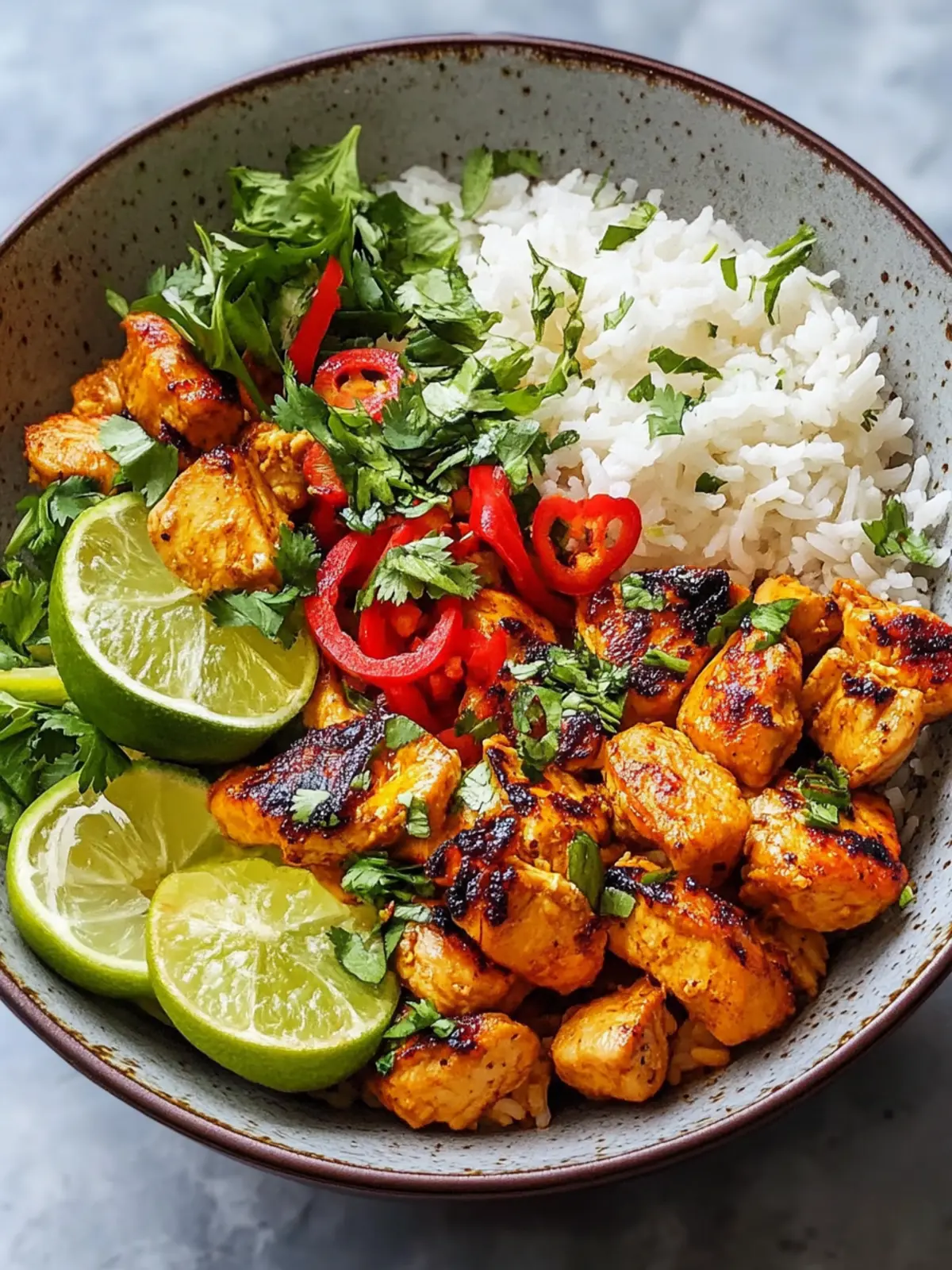 High Protein Coconut Chicken Rice Bowl