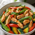 Diabetics Dinner Chicken Stir Fry with Mixed Vegetables