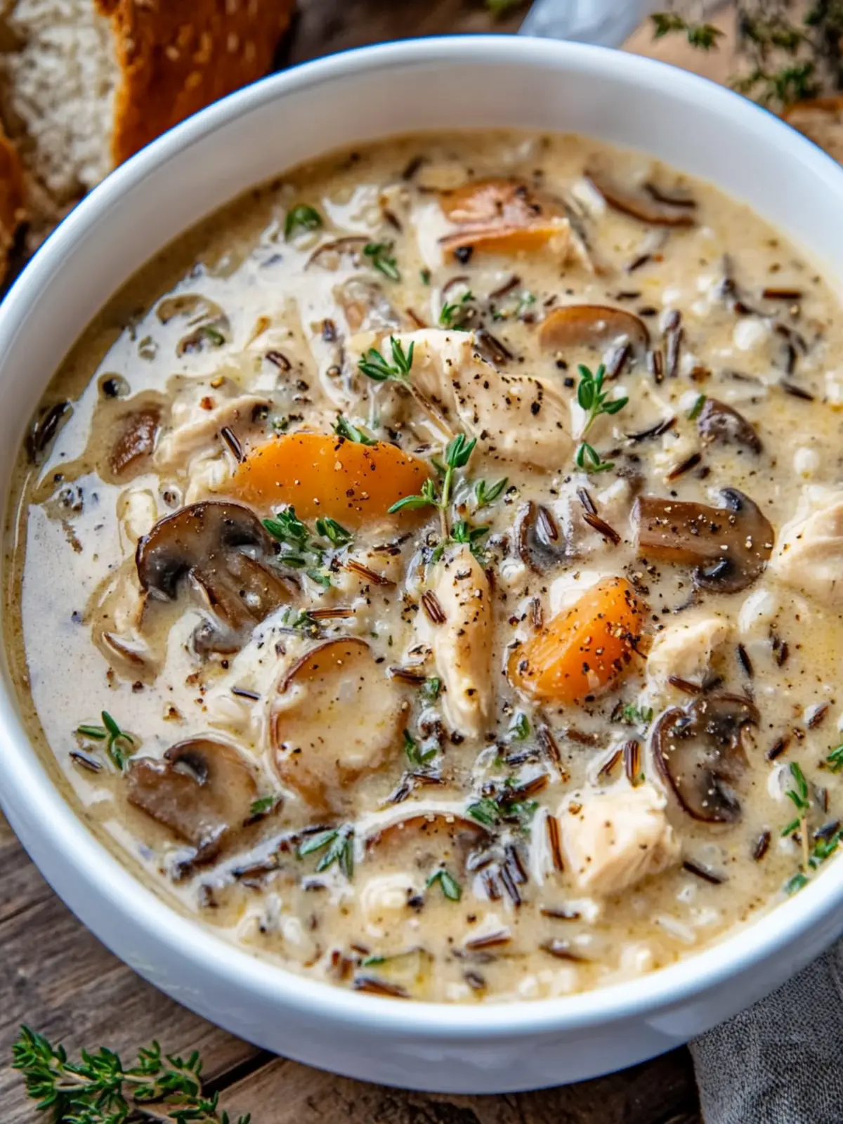 Creamy Mushroom Chicken and Wild Rice Soup