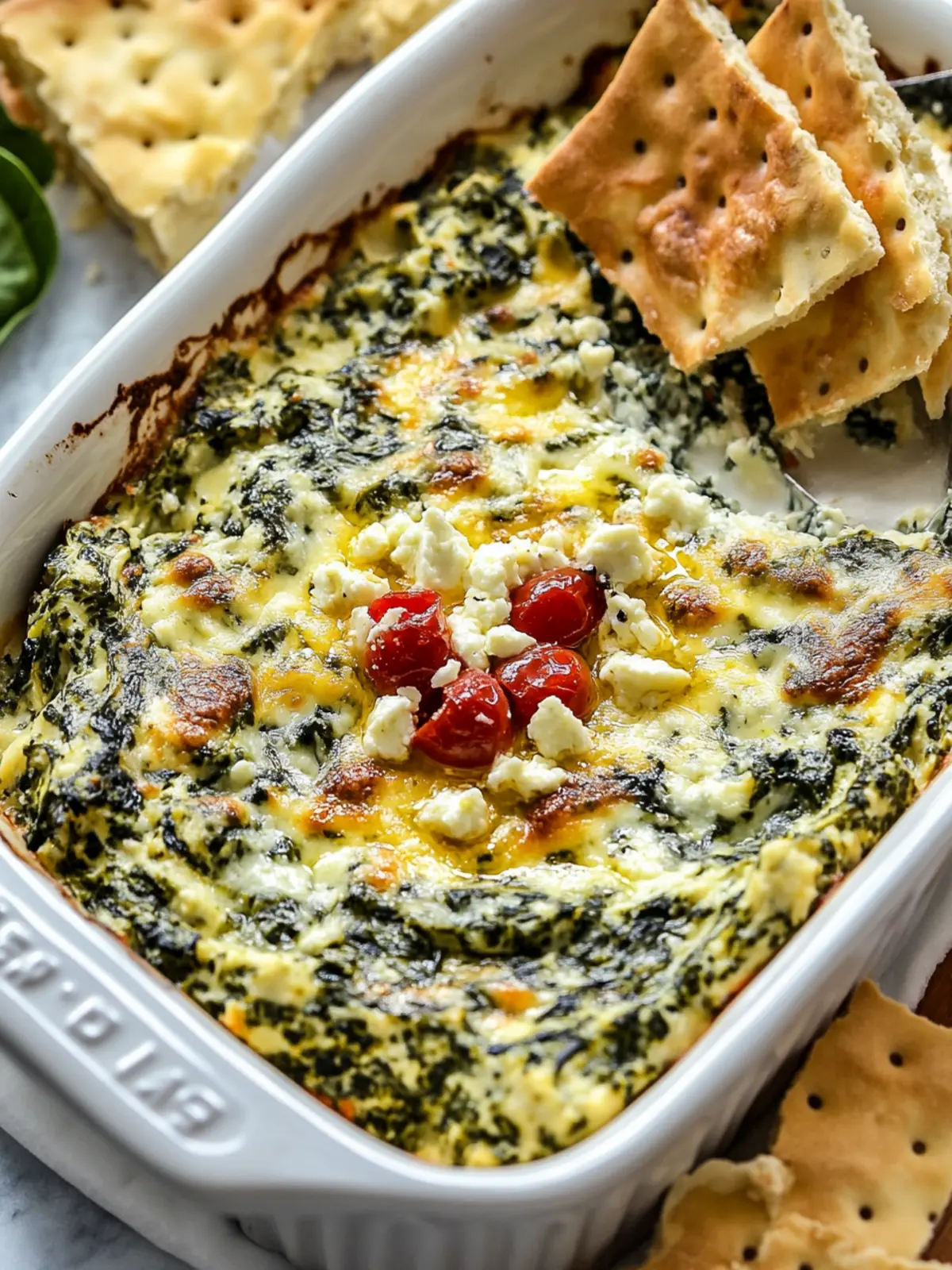 Spinach and Pepperoncini Baked Feta Dip