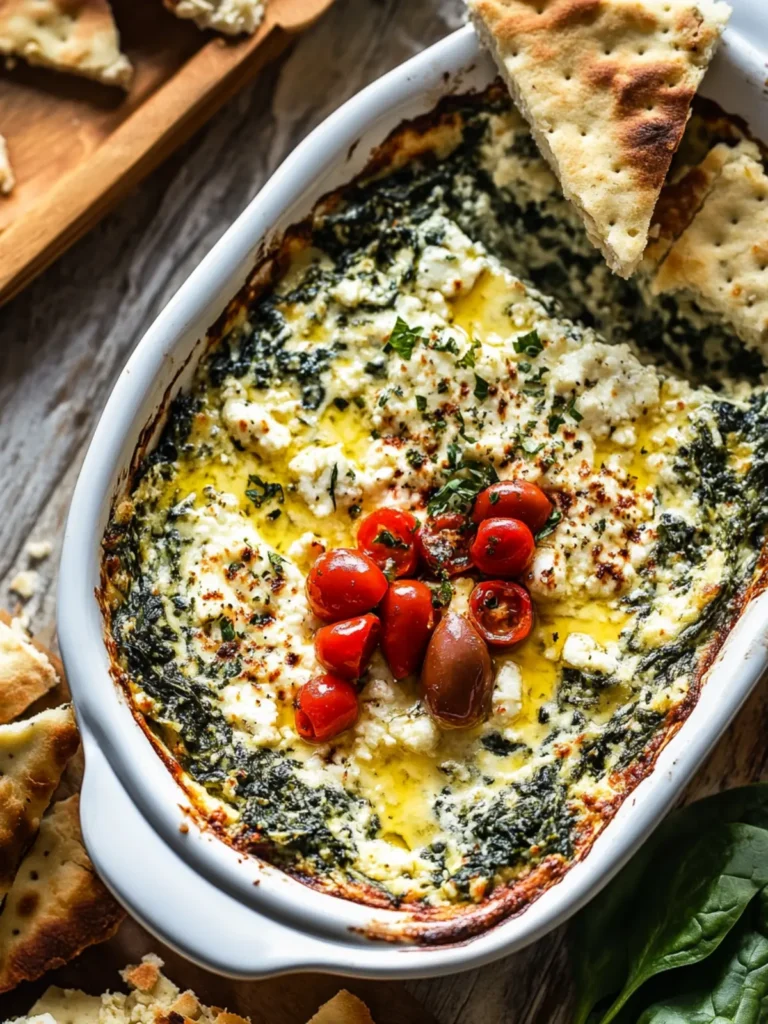 Spinach and Pepperoncini Baked Feta Dip