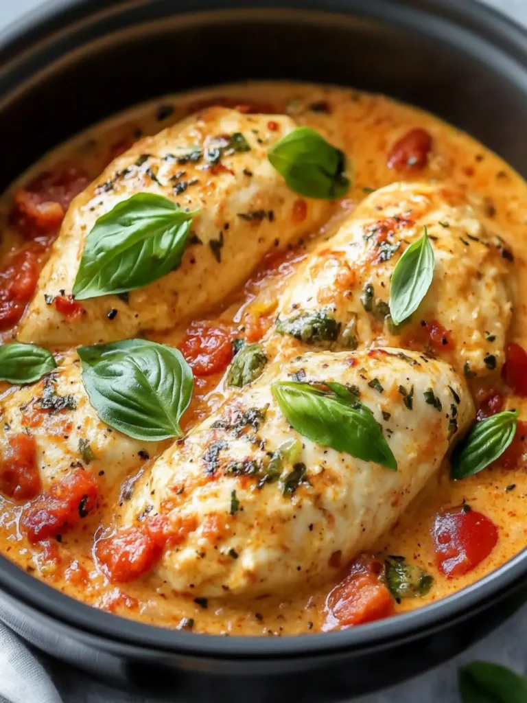 Slow Cooker Creamy Tomato Basil Chicken