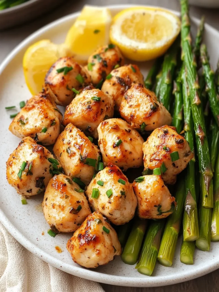 High Protein Garlic Butter Chicken Bites with Asparagus