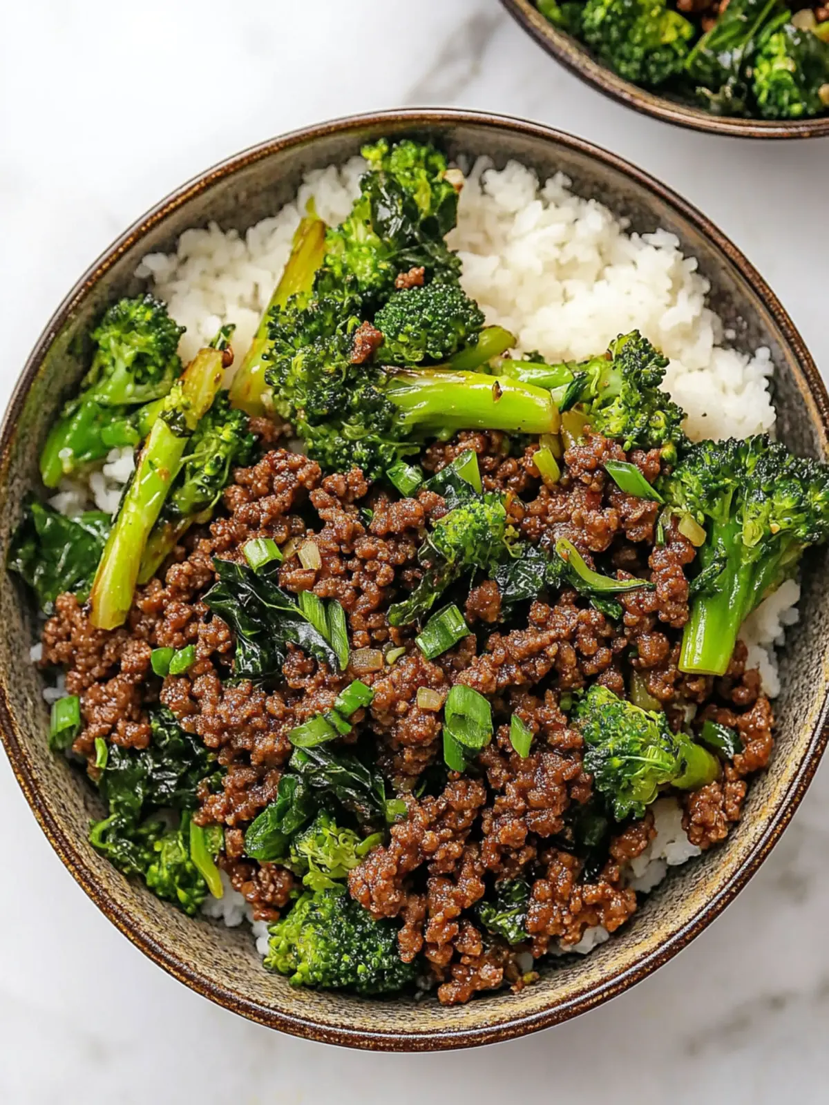 High Protien Crispy Ground Beef and Baby Broccoli Power Bowls