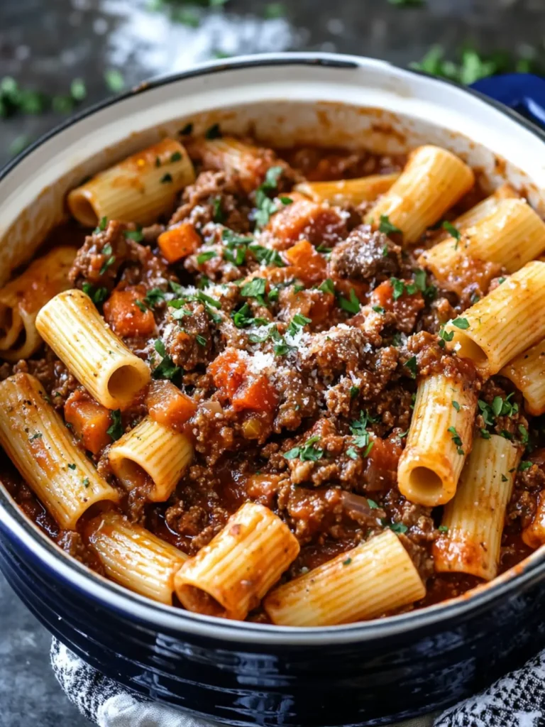 Slow Cooker Red Wine Beef Ragu Rigatoni