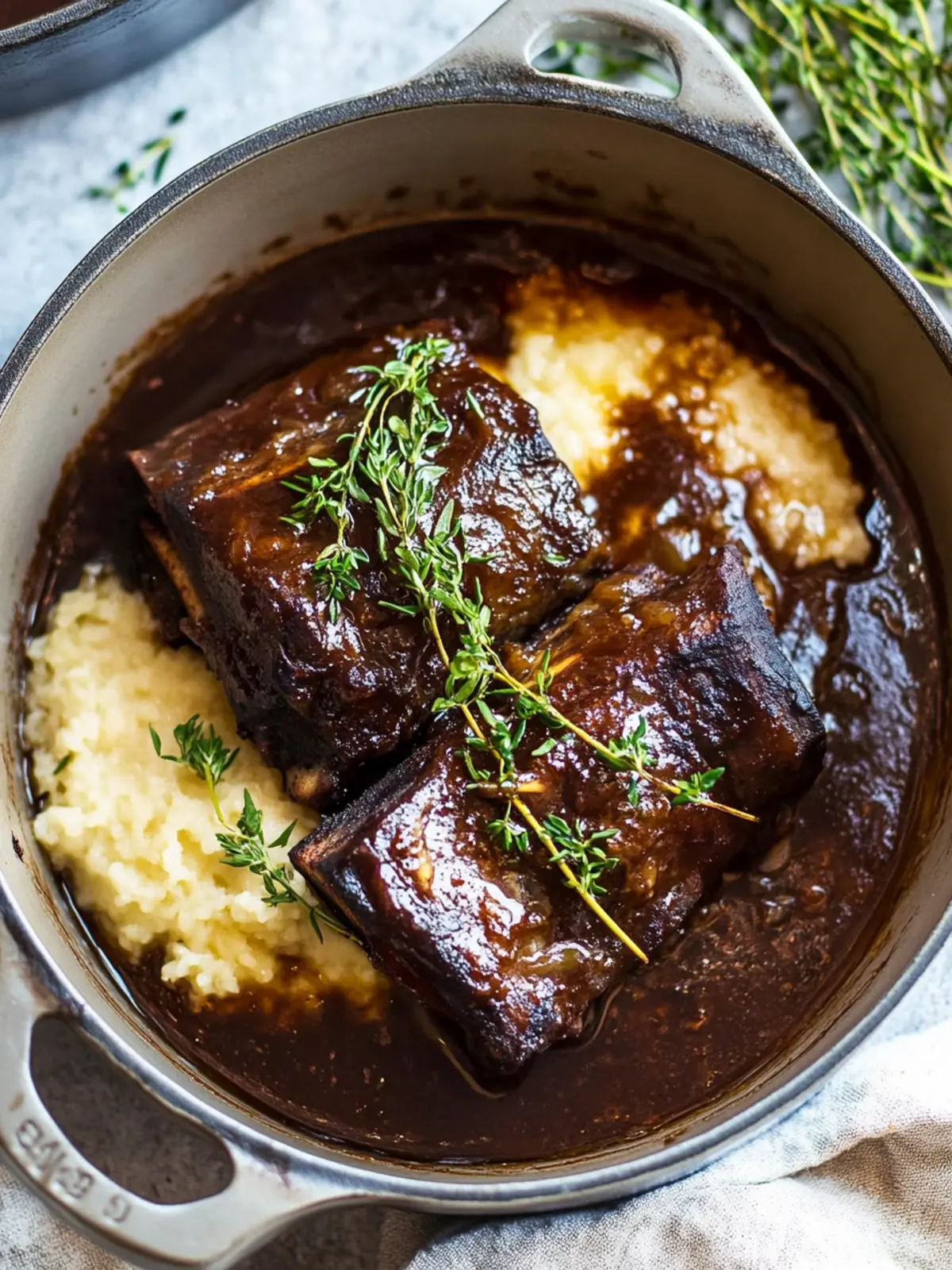 Red Wine Braised Short Ribs in Dutch Oven