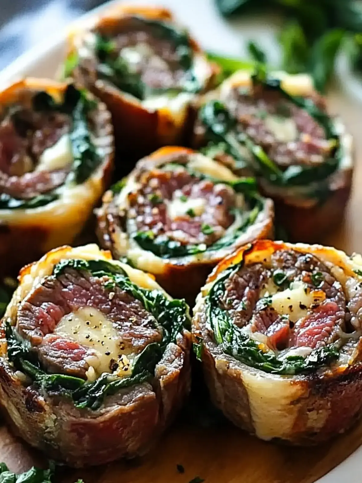 Steak Pinwheels with Spinach and Cheese