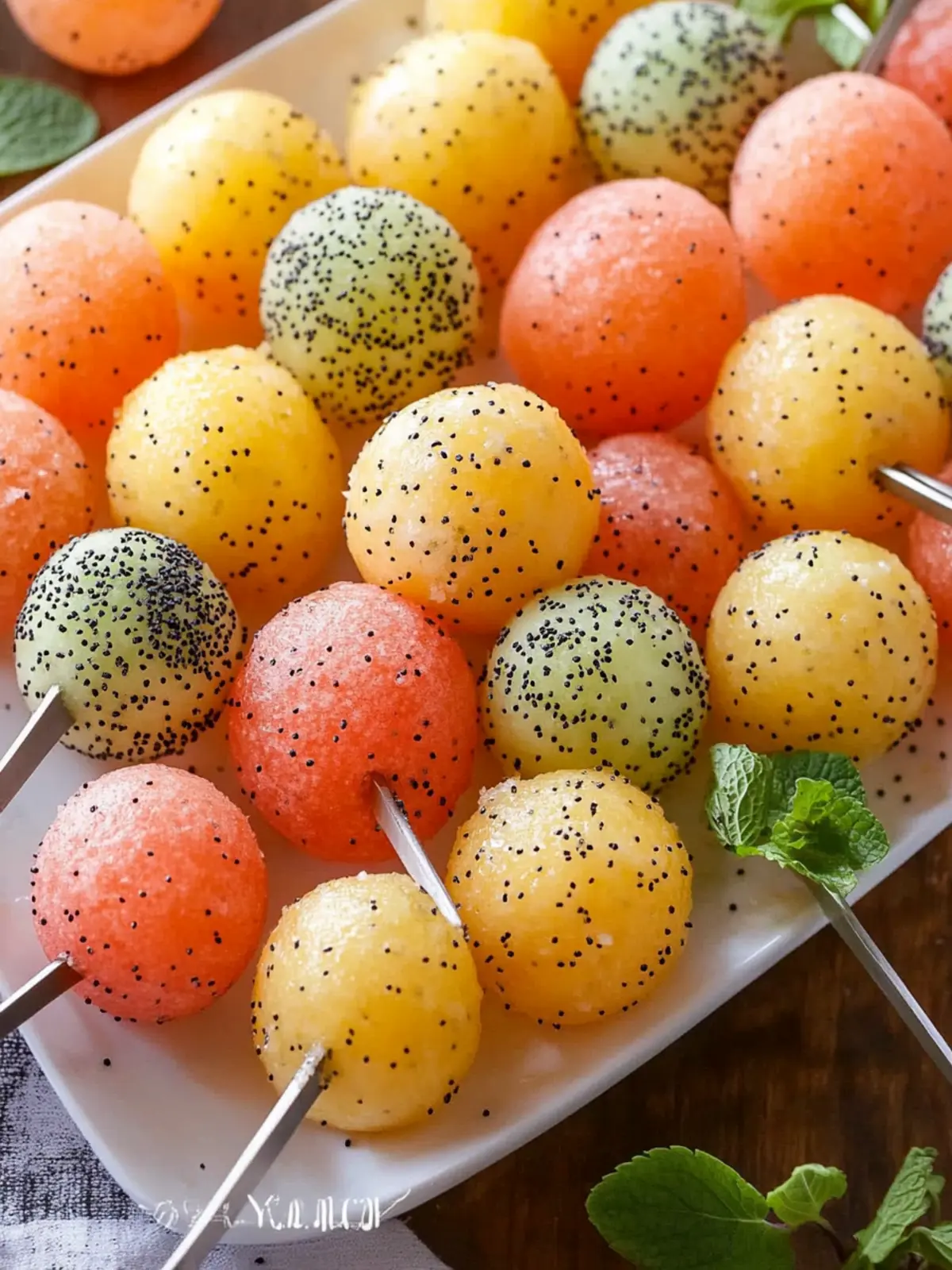 Melon Balls with Poppy Seed Dressing
