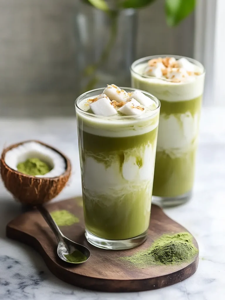 Creamy Iced Vanilla Coconut Matcha Latte