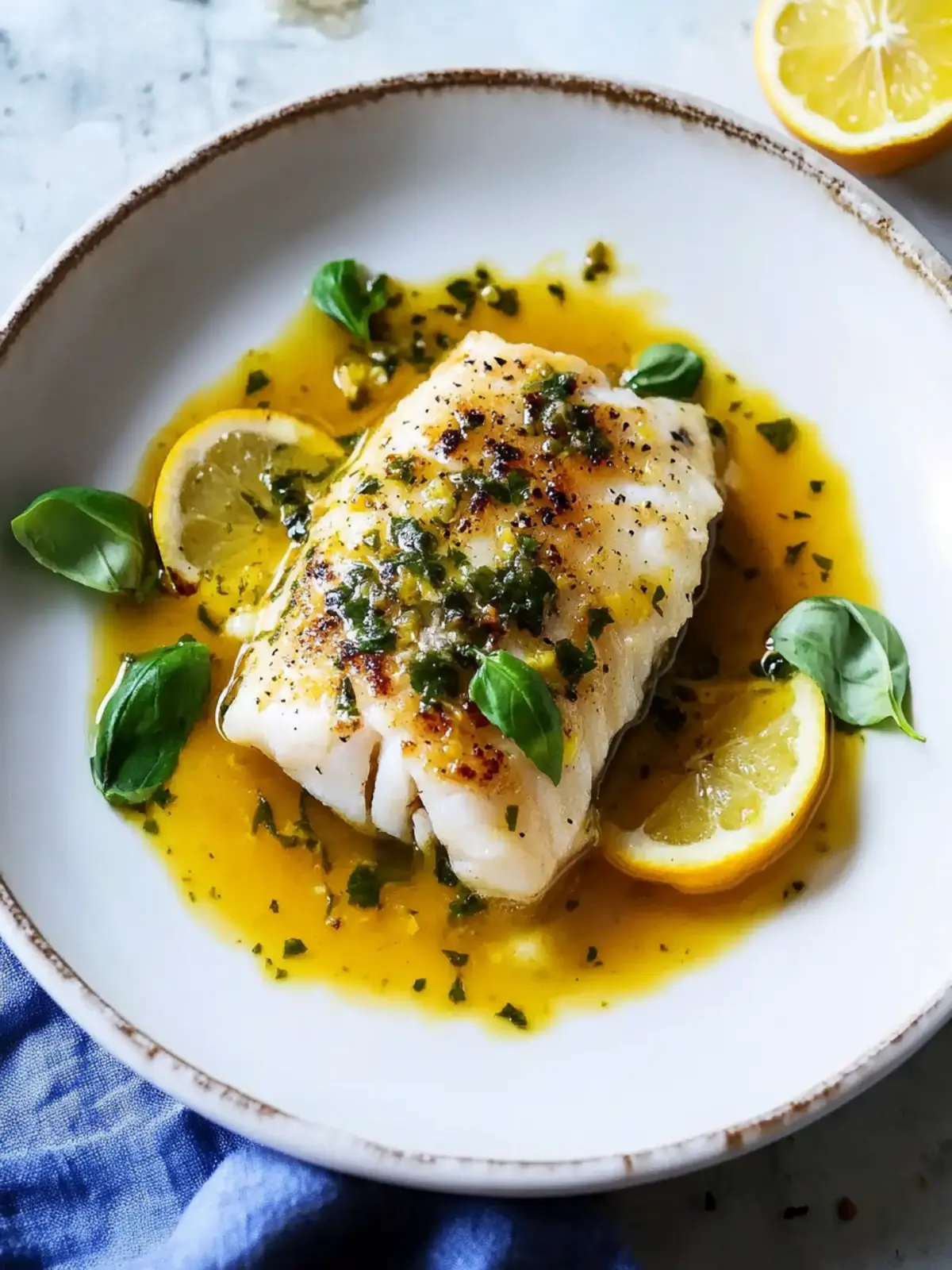 Pan Fried Cod in a Citrus Basil Butter Sauce