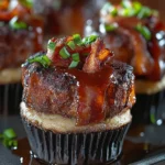 Smoky Bourbon BBQ Beef Bacon-Wrapped Meatloaf Cupcakes