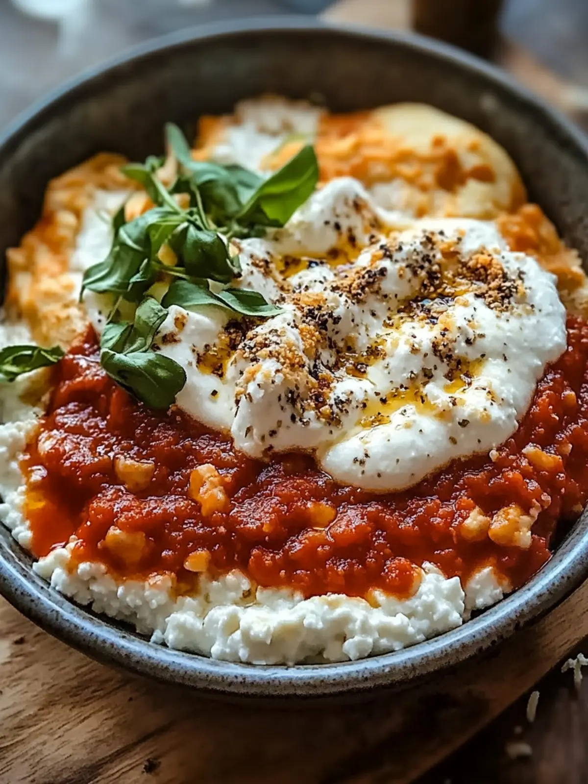 Delightful High Protein Chicken Parm Cottage Cheese Bowl