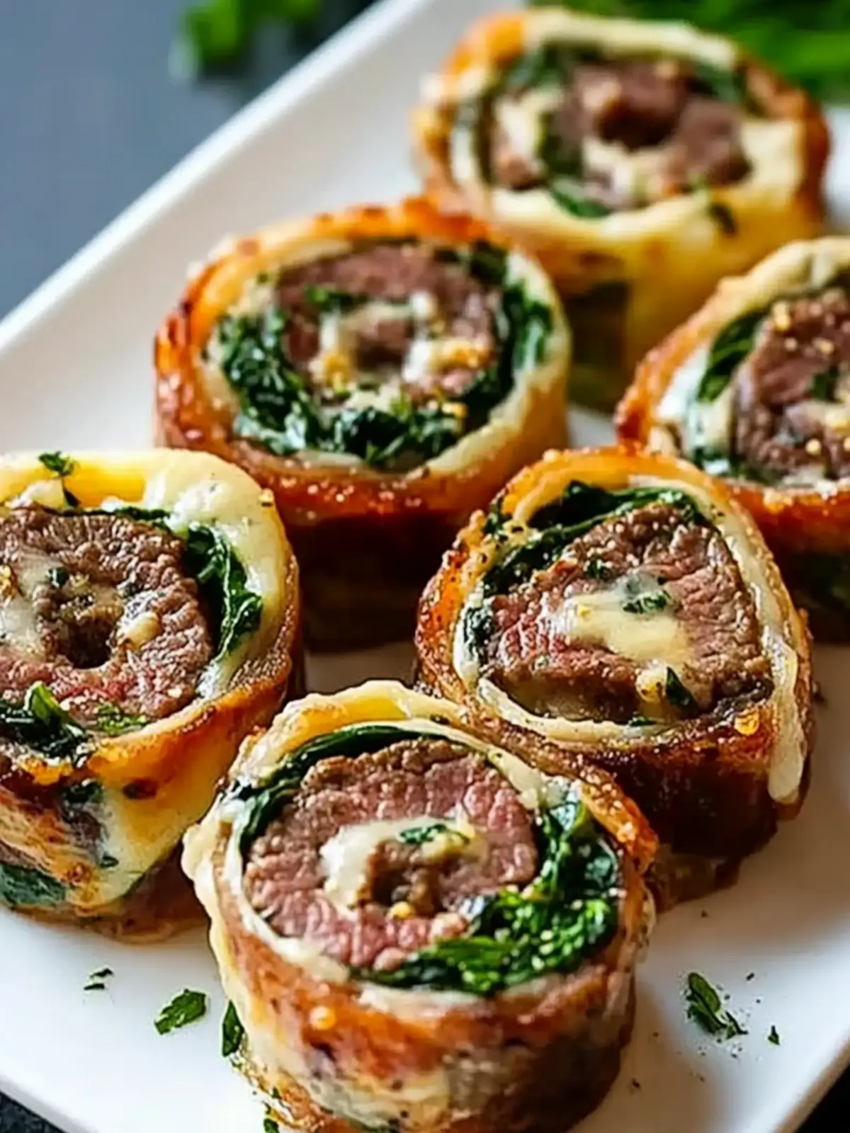 Steak Pinwheels with Spinach and Cheese