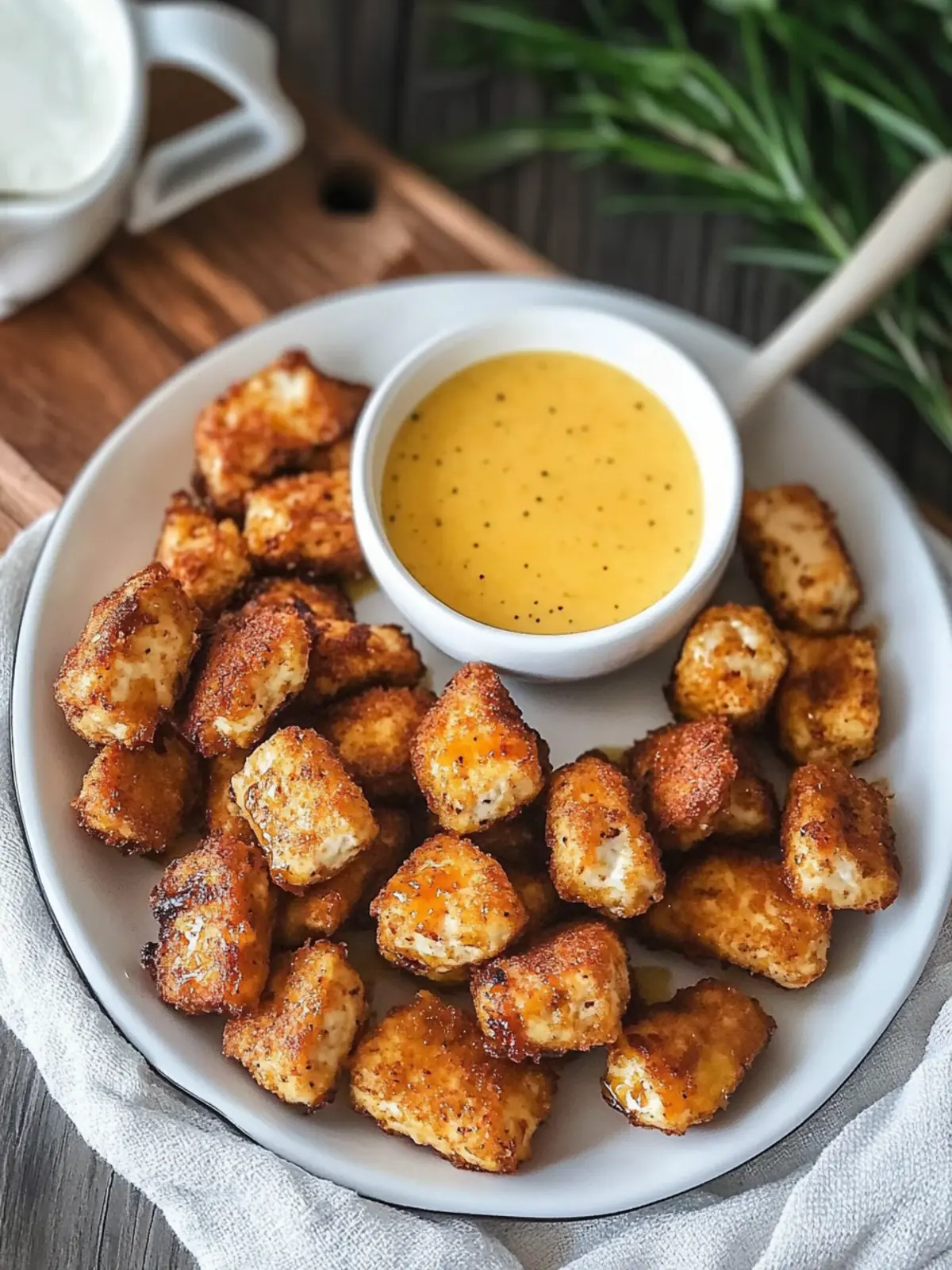 Vegan Chick-fil-A style Tofu Nuggets with Vegan Honey Mustard Sauce (Oil-free!)