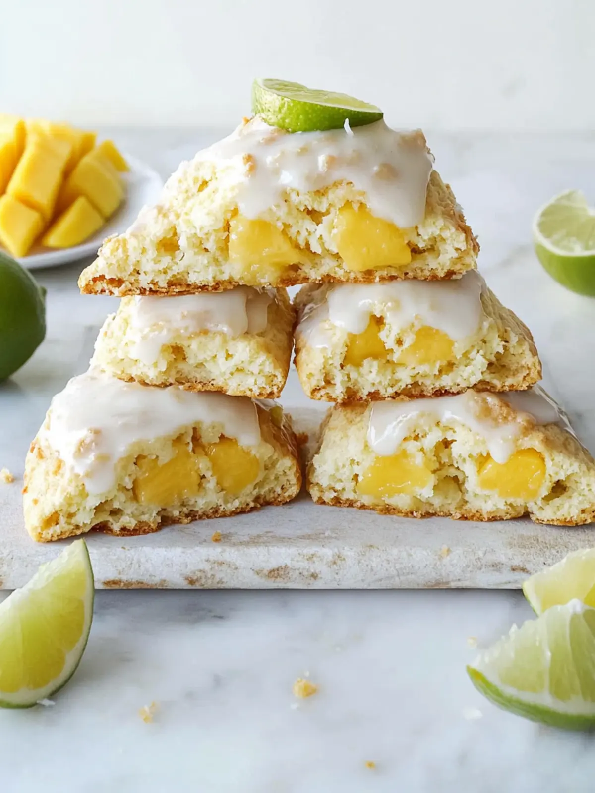 Coconut Mango Scones with Lime Glaze