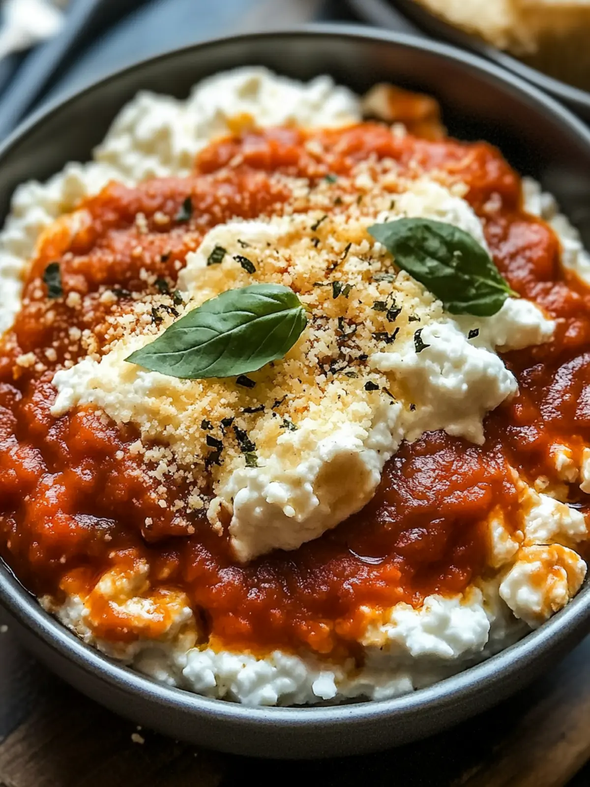 Delightful High Protein Chicken Parm Cottage Cheese Bowl