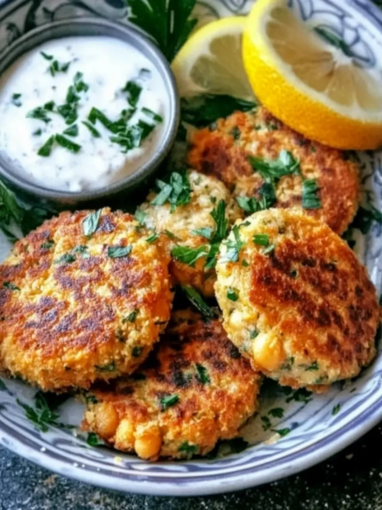 Ultimate Mediterranean Lemon Chickpea Patties with Yogurt Sauce