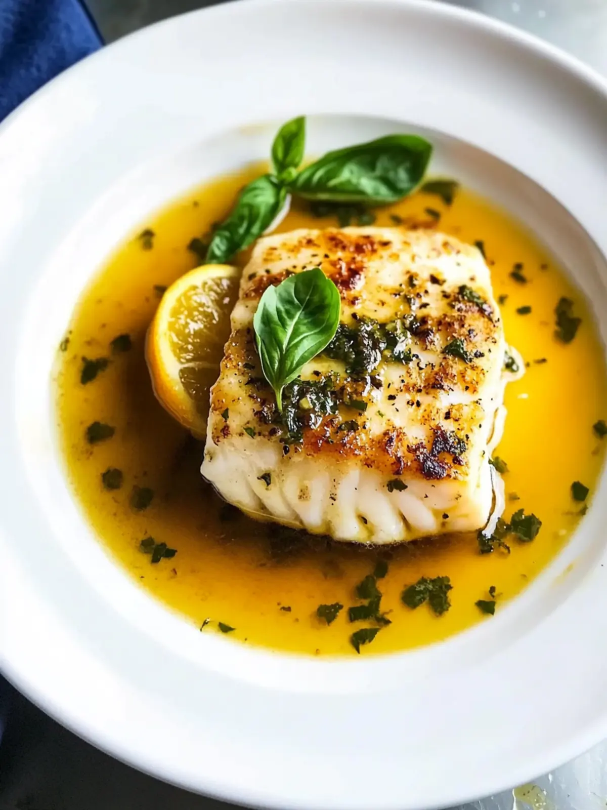 Pan Fried Cod in a Citrus Basil Butter Sauce