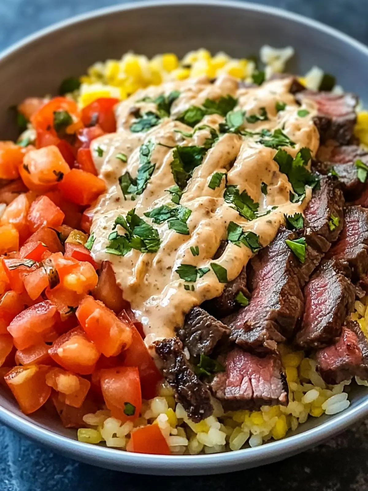 Steak Queso Rice Bowl