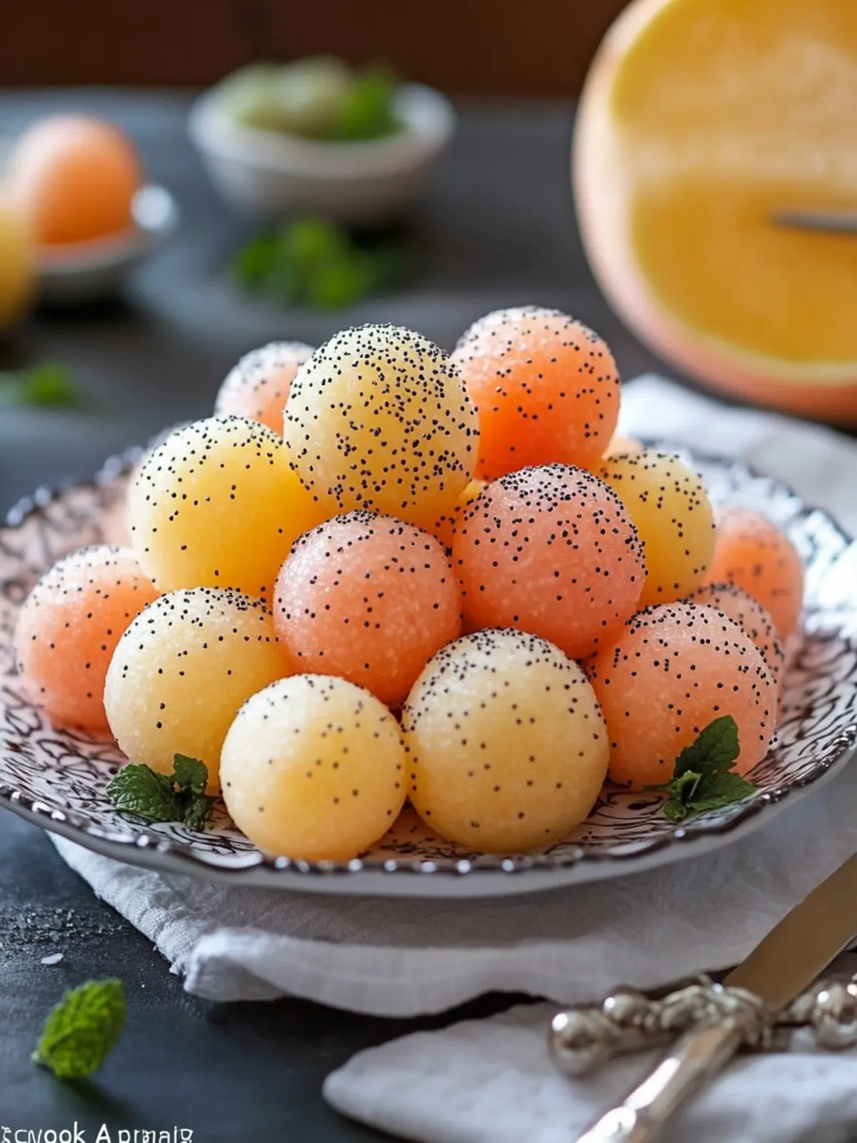 Melon Balls with Poppy Seed Dressing