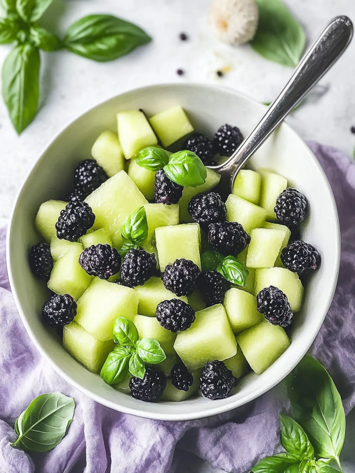 Blackberry Honeydew Salad with Basil