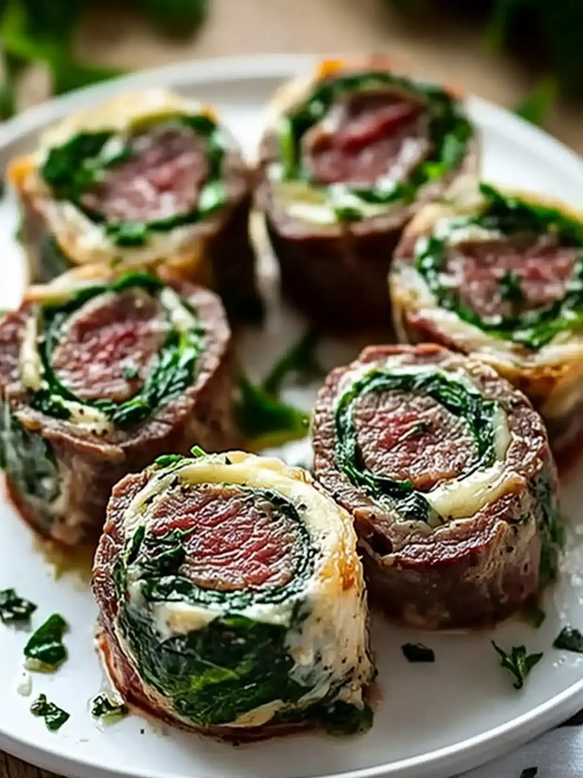 Steak Pinwheels with Spinach and Cheese