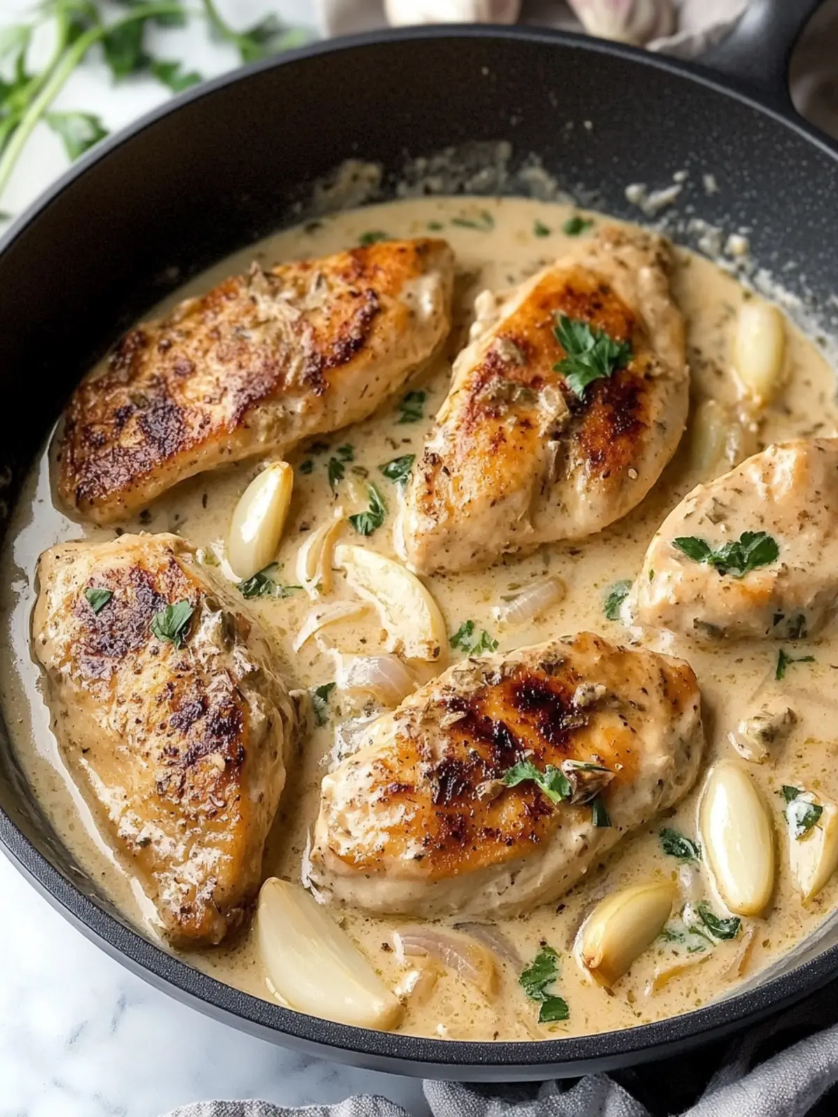 Whole30 Creamy Garlic Chicken (Dairy Free, Paleo)