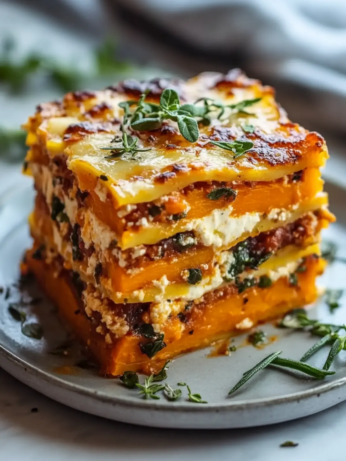 Layered Sweet Potato Butternut Squash Carrot Lasagna