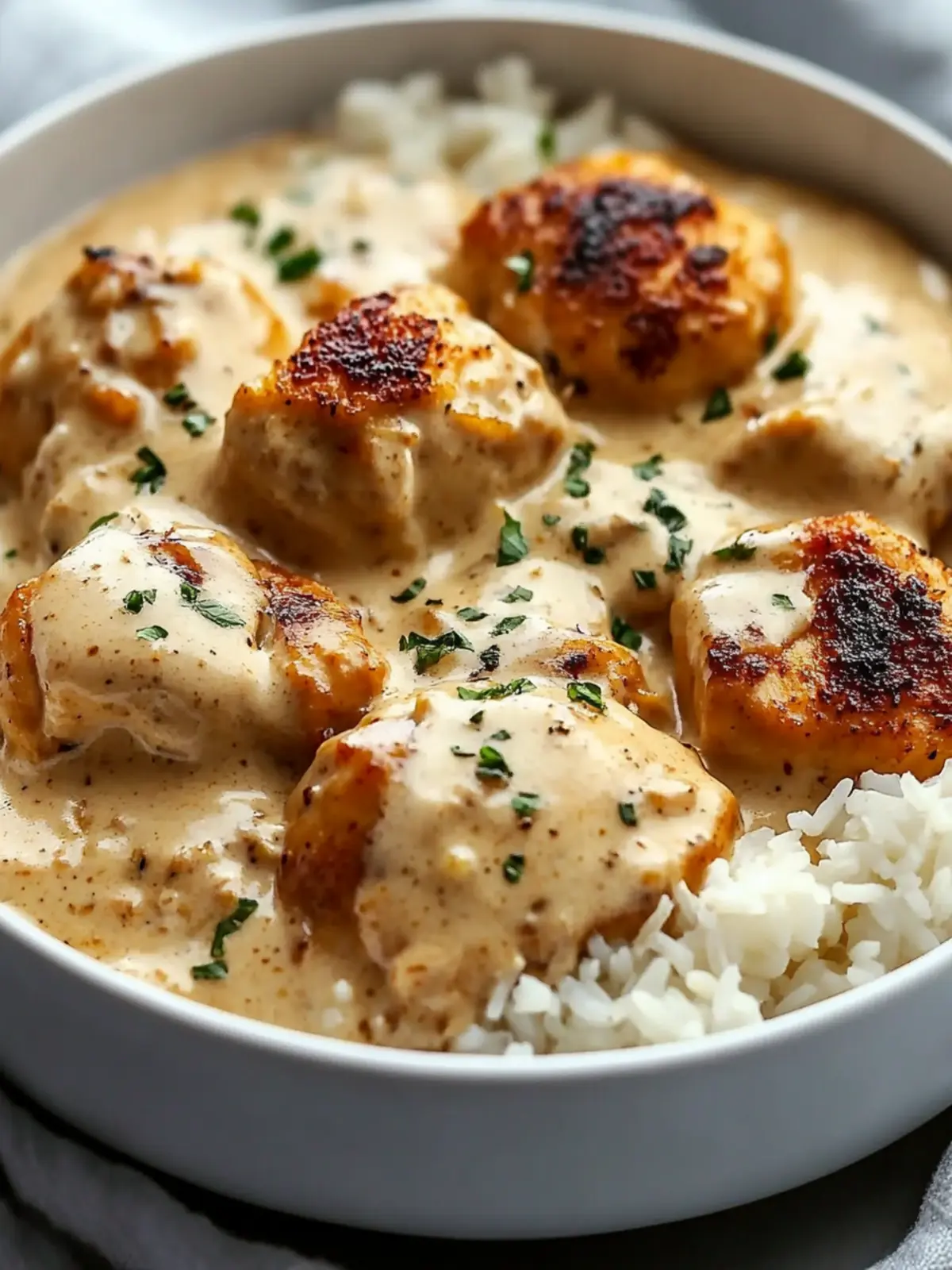 Creamy Smothered Chicken and Rice