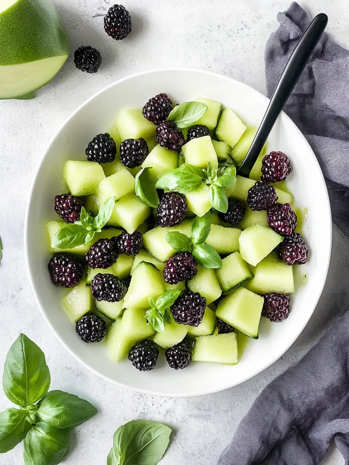 Blackberry Honeydew Salad with Basil