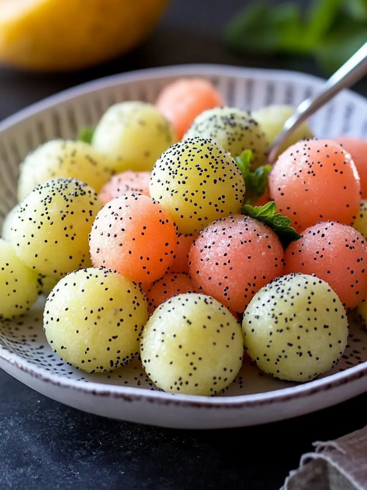 Melon Balls with Poppy Seed Dressing