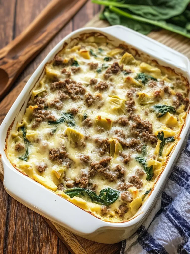 Spinach and Artichoke Casserole with Ground Beef
