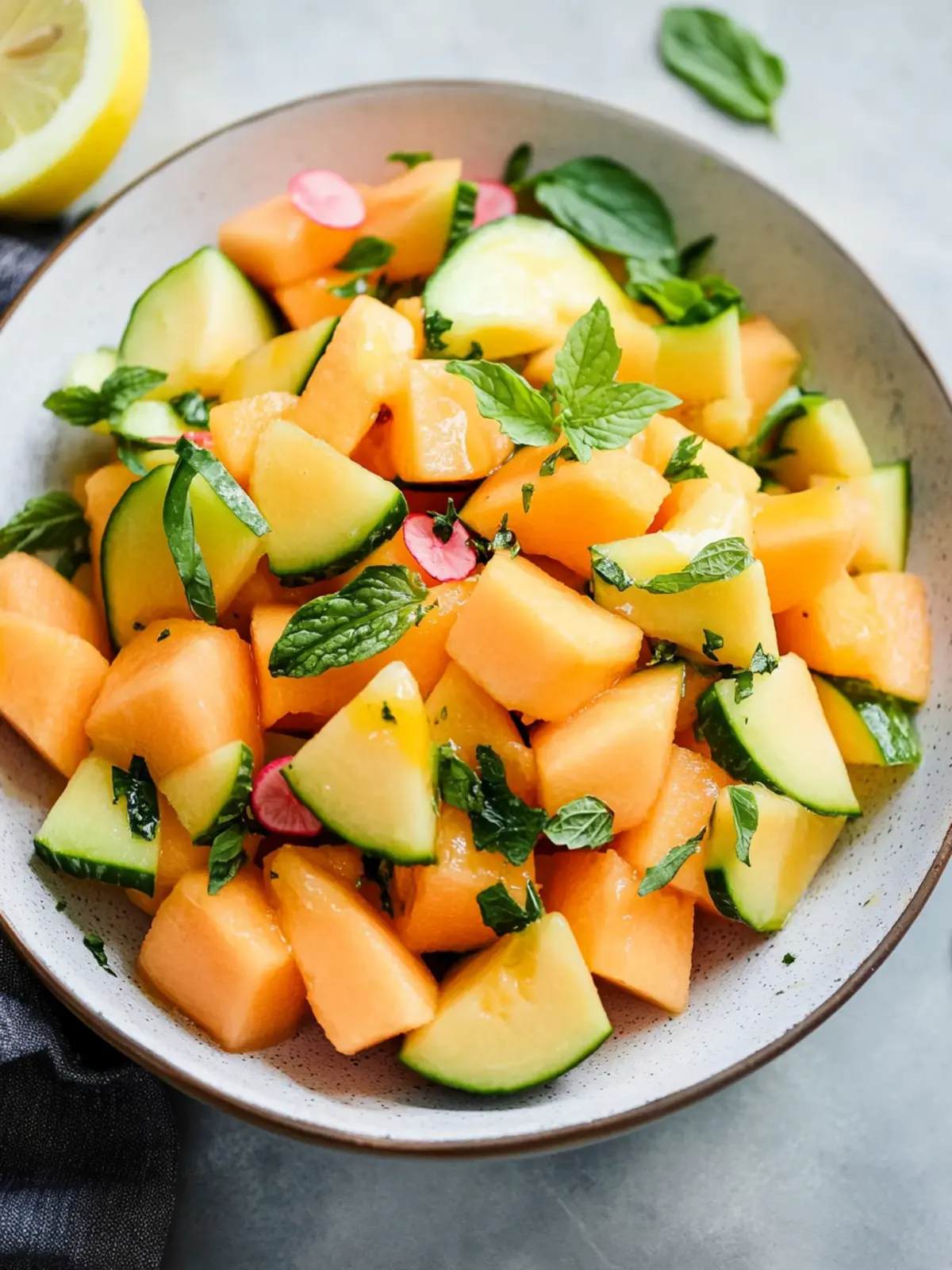 Refreshing Cantaloupe Salad with Honey Lemon Dressing