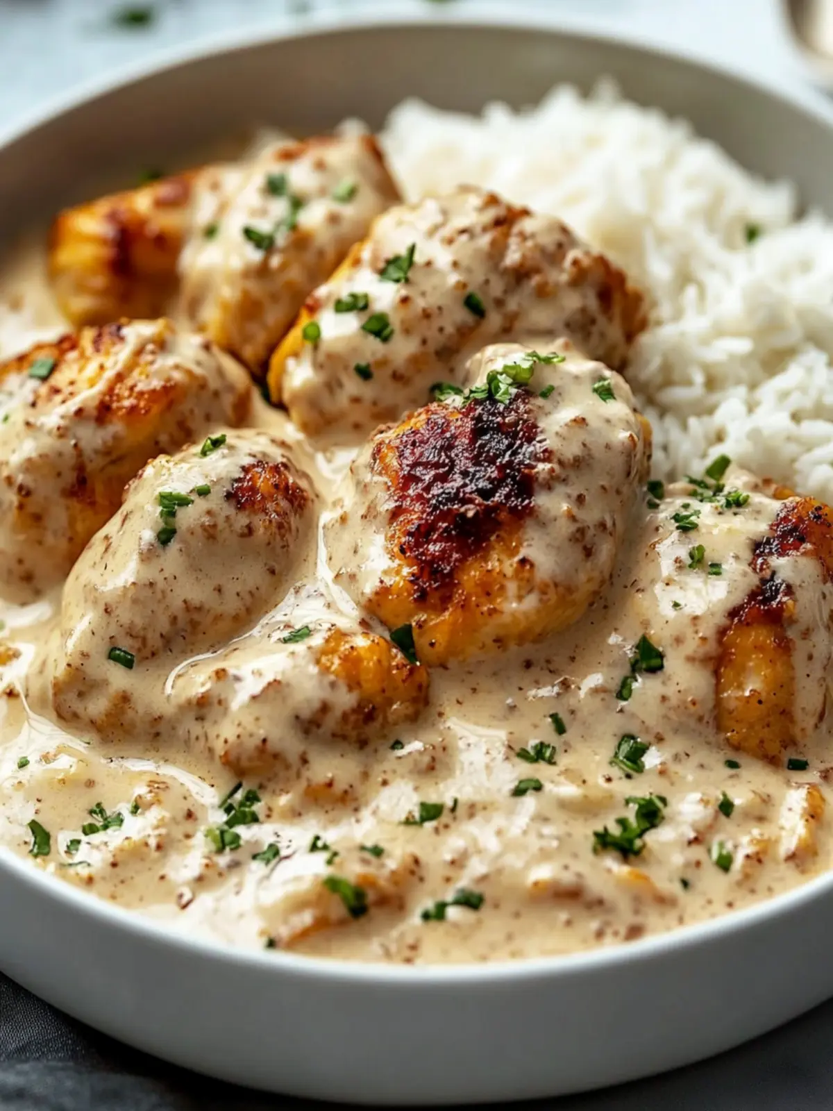 Creamy Smothered Chicken and Rice