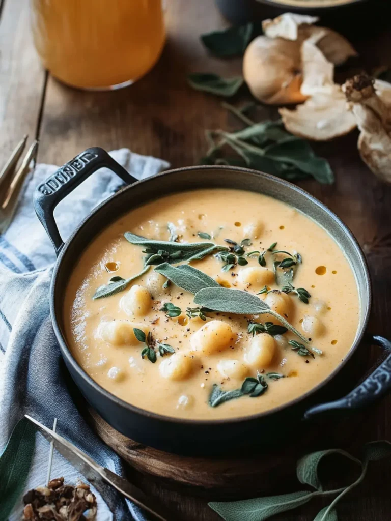 Pumpkin Beer & Sharp Cheddar Gnocchi Soup