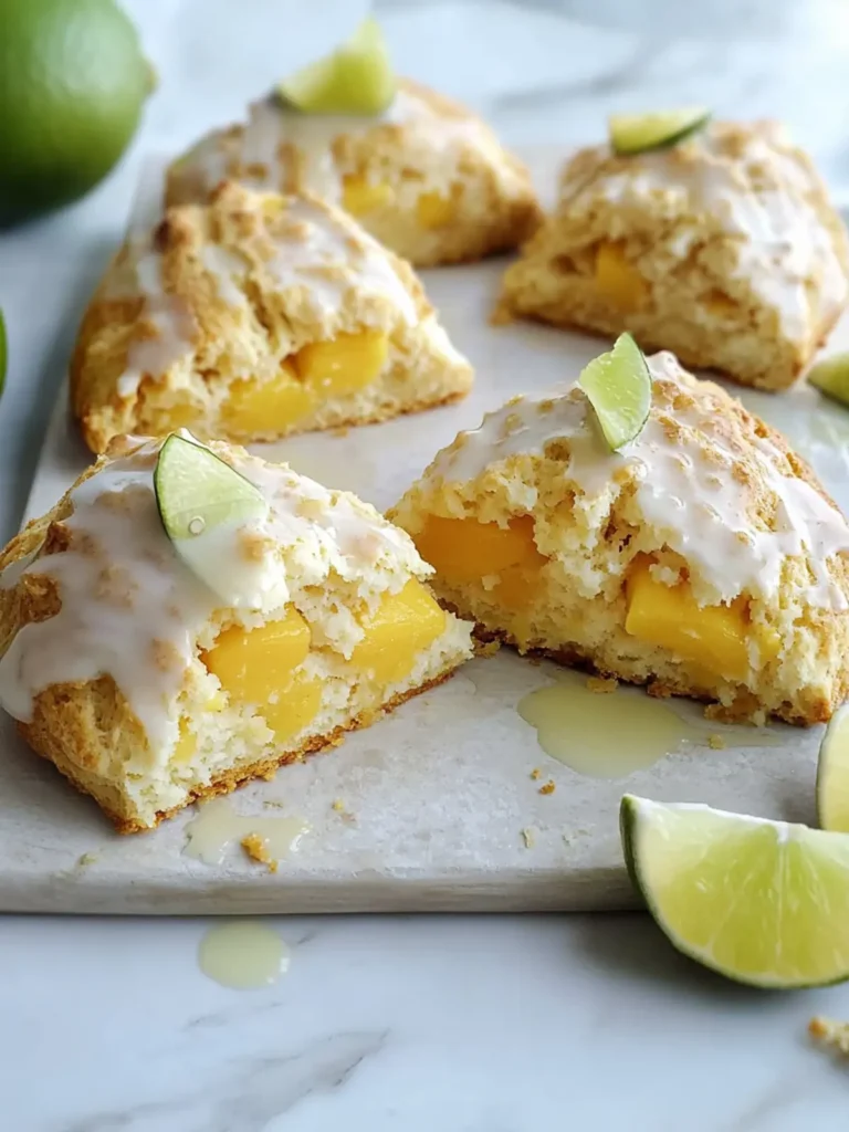 Coconut Mango Scones with Lime Glaze