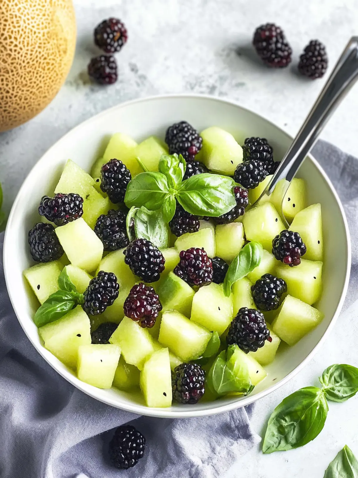 Blackberry Honeydew Salad with Basil