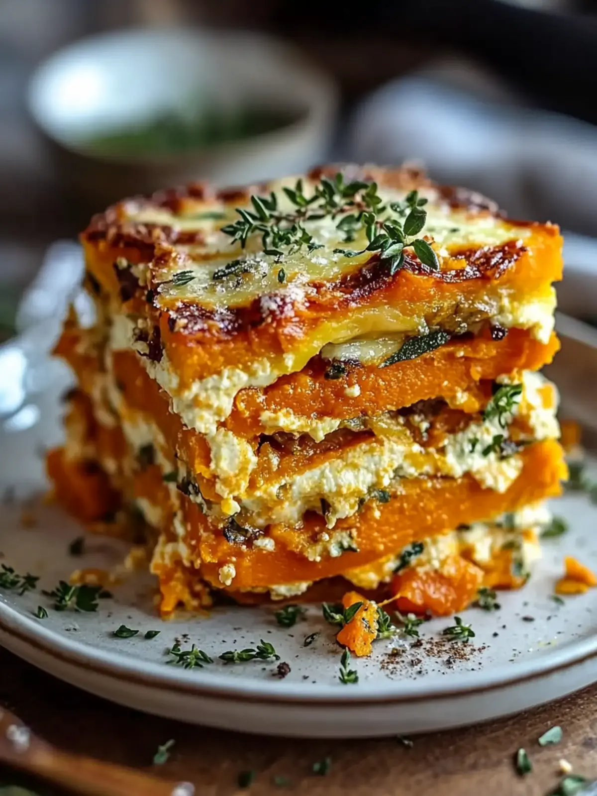 Layered Sweet Potato Butternut Squash Carrot Lasagna