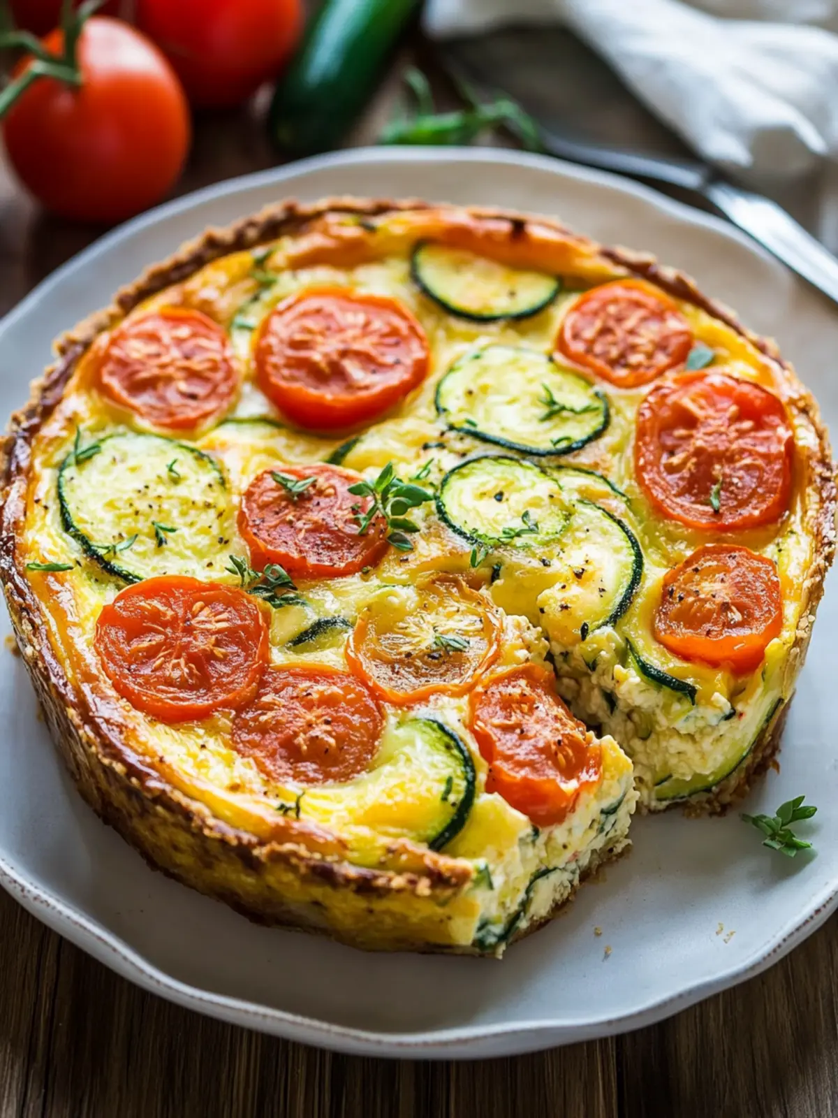 Crustless Zucchini Tomato Quiche